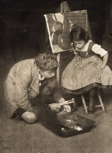 Walter i Lotte przy sztalugach, 1909 (odbitka dwuchromianowa gumy)
